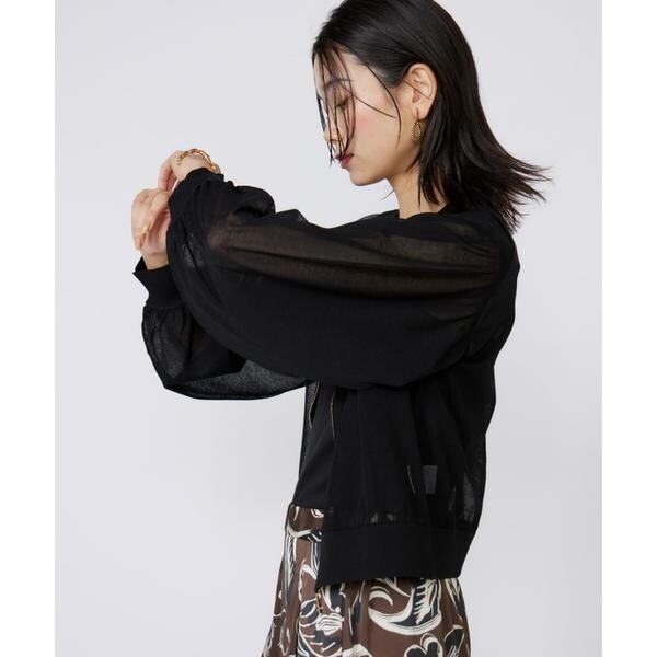 イネド（INED）/《大きいサイズ》シアーニットジップアップカーディガン