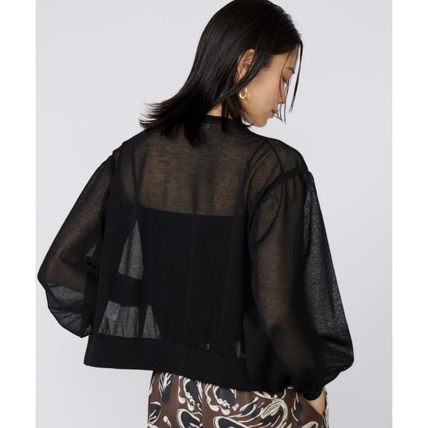 イネド（INED）/《大きいサイズ》シアーニットジップアップカーディガン