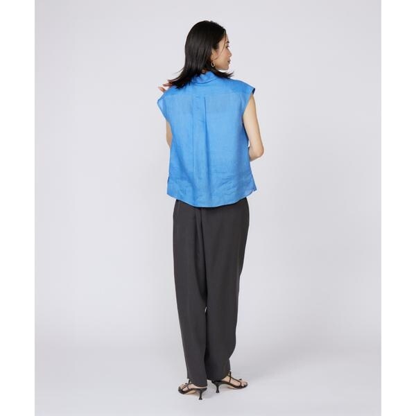 イネド（INED）/《大きいサイズ》リネンフレンチスリーブシャツブラウス