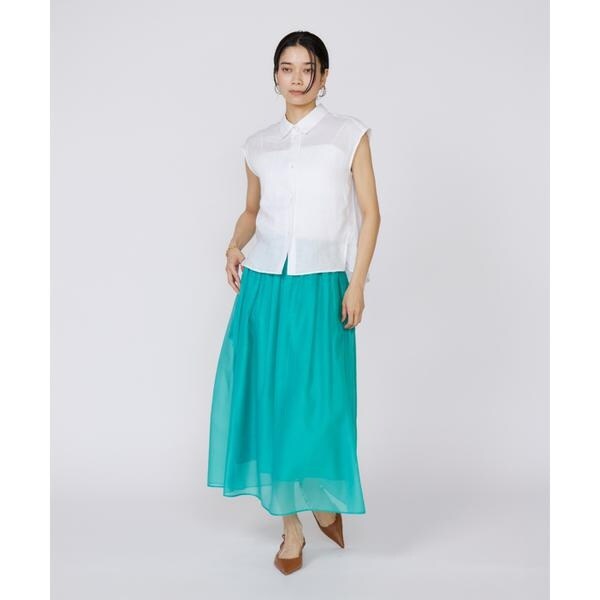 イネド（INED）/《大きいサイズ》リネンフレンチスリーブシャツブラウス