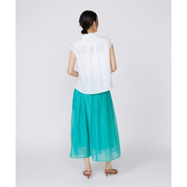 イネド（INED）/《大きいサイズ》リネンフレンチスリーブシャツブラウス