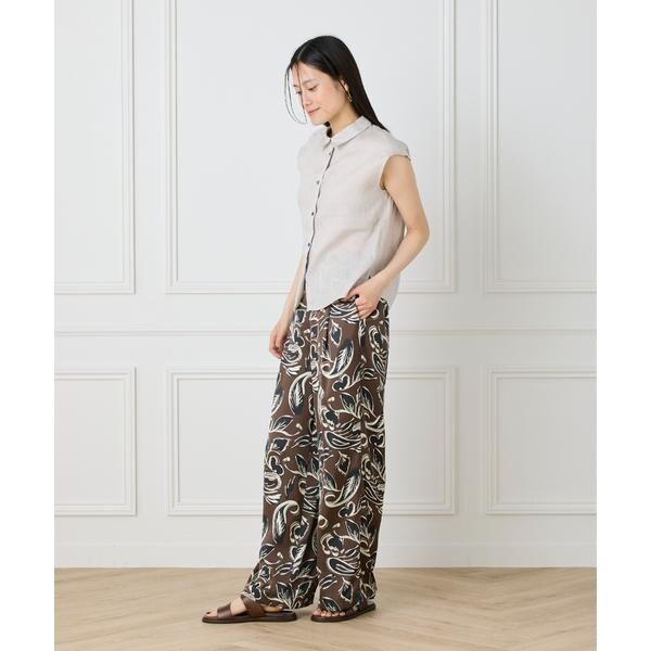 イネド（INED）/《大きいサイズ》リネンフレンチスリーブシャツブラウス