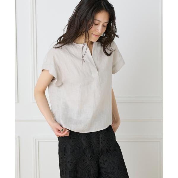 イネド（INED）/《大きいサイズ》リネンスキッパーブラウス