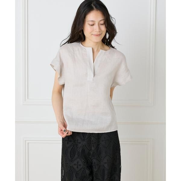 イネド（INED）/《大きいサイズ》リネンスキッパーブラウス