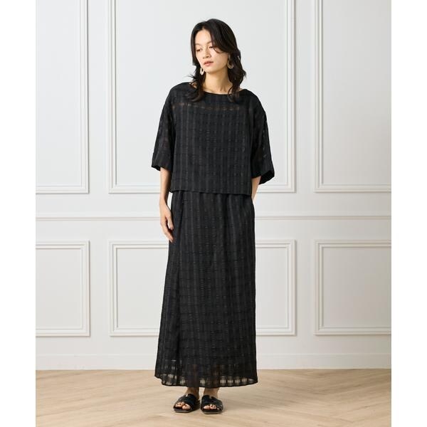 イネド（INED）/《大きいサイズ》シアーチェックバイアススカート