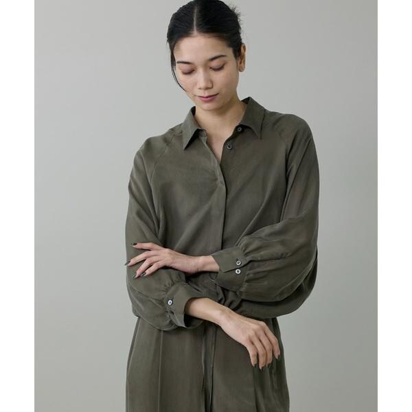 イネド（INED）/《大きいサイズ》キュプラフィブリルラグランスリーブシャツ
