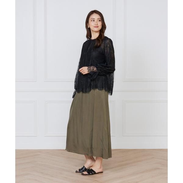 イネド（INED）/《大きいサイズ》キュプラフィブリルフレアスカート