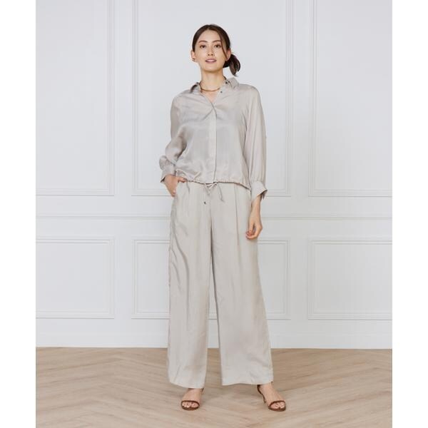 イネド（INED）/《大きいサイズ》キュプラフィブリルストレートパンツ