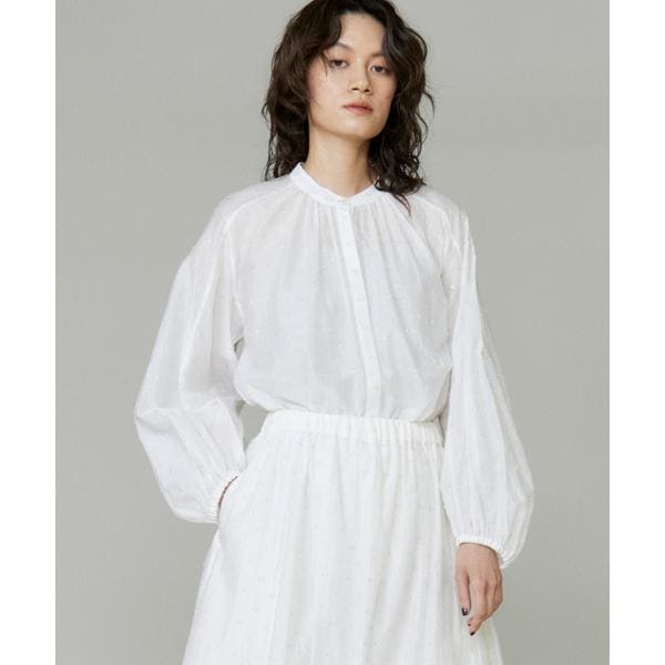 イネド（INED）/《大きいサイズ》ラメドットギャザーブラウス