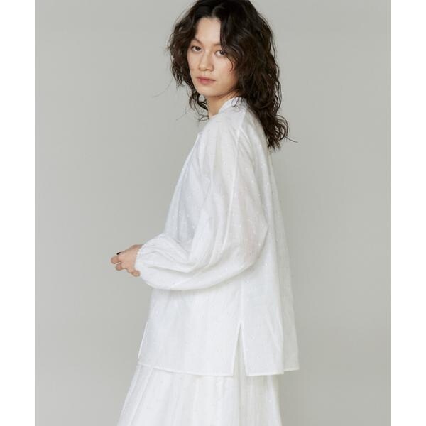 イネド（INED）/《大きいサイズ》ラメドットギャザーブラウス