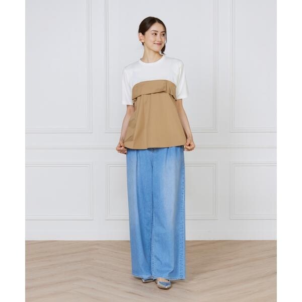 イネド（INED）/《大きいサイズ》ビスチェ風コンビ ジャージー トップス