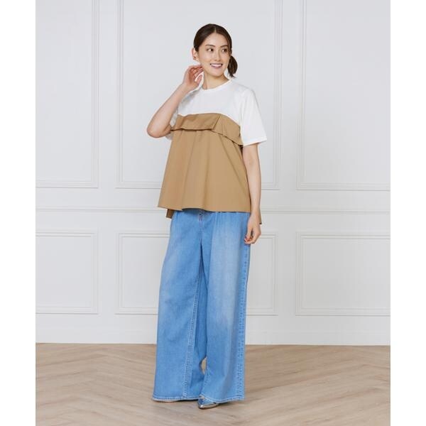 イネド（INED）/《大きいサイズ》ビスチェ風コンビ ジャージー トップス