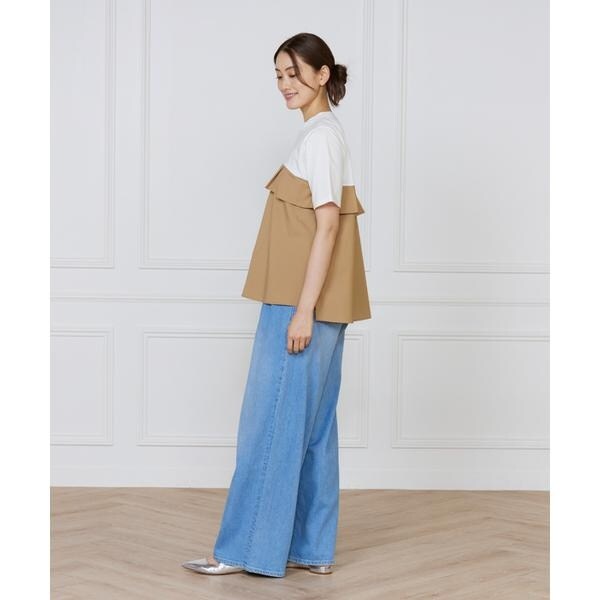 イネド（INED）/《大きいサイズ》ビスチェ風コンビ ジャージー トップス