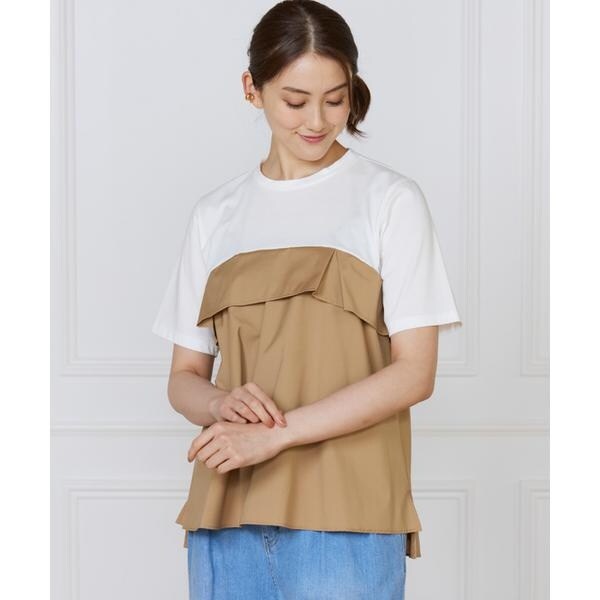 イネド（INED）/《大きいサイズ》ビスチェ風コンビ ジャージー トップス