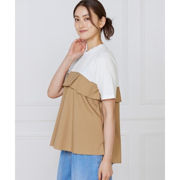 イネド（INED）/《大きいサイズ》ビスチェ風コンビ ジャージー トップス