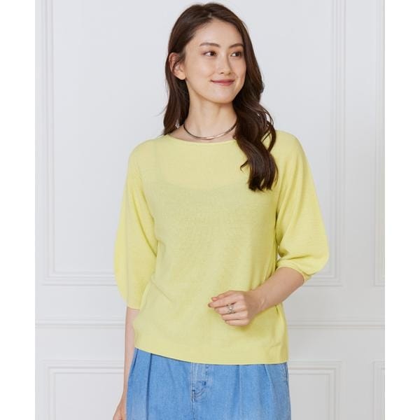 イネド（INED）/《大きいサイズ》ボートネックパフスリーブニット《Cuoo》