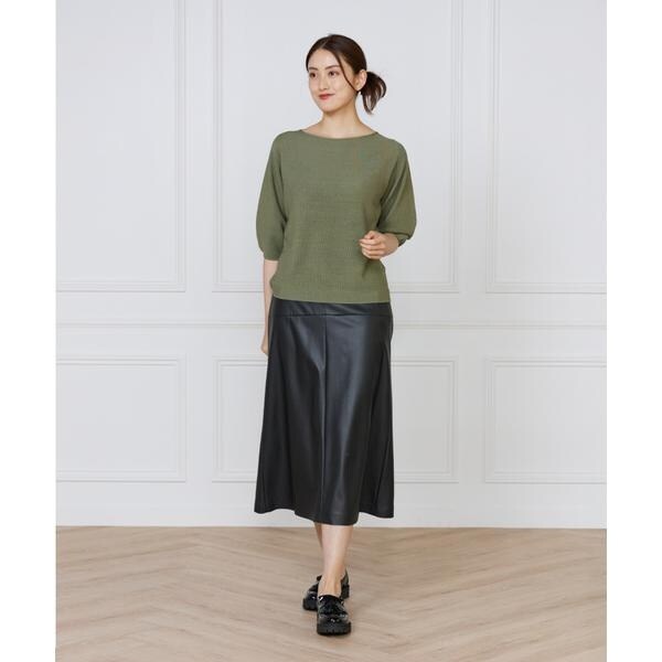 イネド（INED）/《大きいサイズ》ボートネックパフスリーブニット《Cuoo》