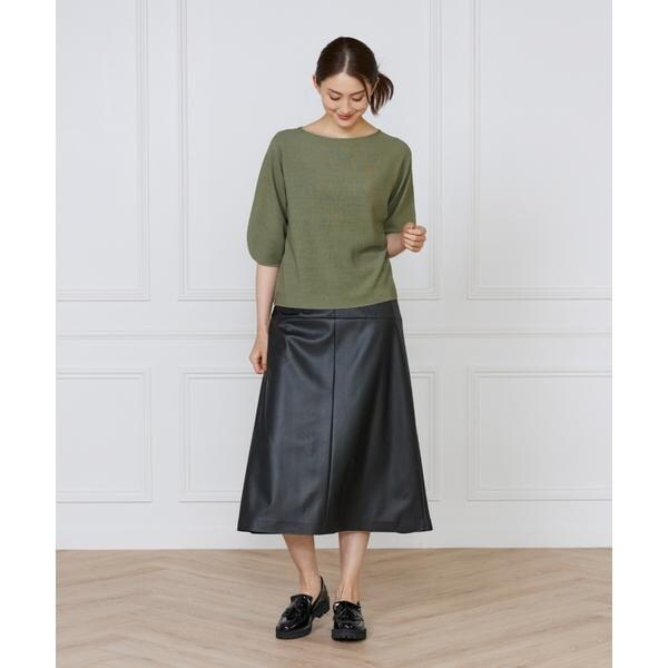 イネド（INED）/《大きいサイズ》ボートネックパフスリーブニット《Cuoo》