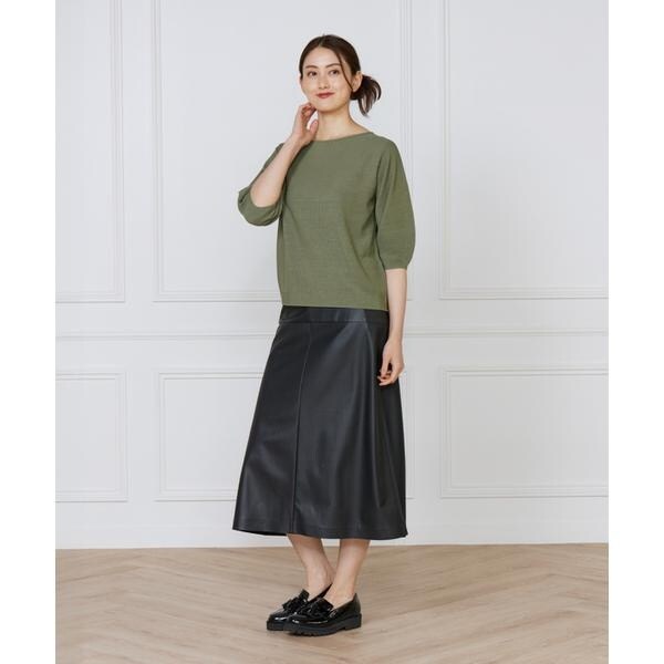 イネド（INED）/《大きいサイズ》ボートネックパフスリーブニット《Cuoo》