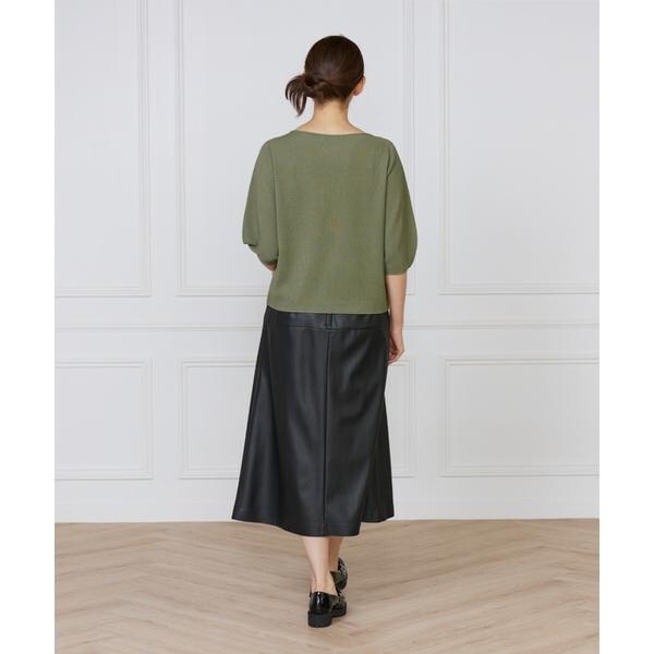 イネド（INED）/《大きいサイズ》ボートネックパフスリーブニット《Cuoo》