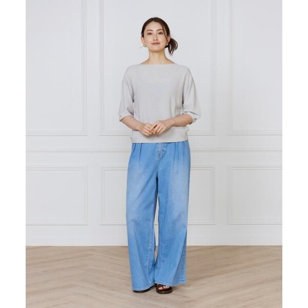 イネド（INED）/《大きいサイズ》ボートネックパフスリーブニット《Cuoo》