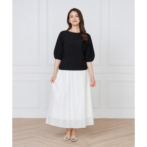 イネド（INED）/《大きいサイズ》ボートネックパフスリーブニット《Cuoo》