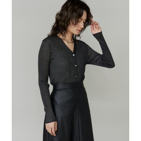 イネド（INED）/ワイドリブVネックカーディガン