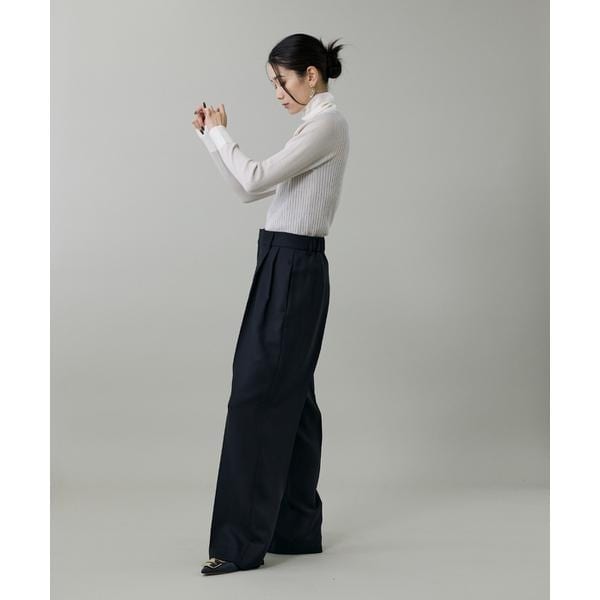 イネド（INED）/《大きいサイズ》ライトカルゼ ツータックワイドパンツ