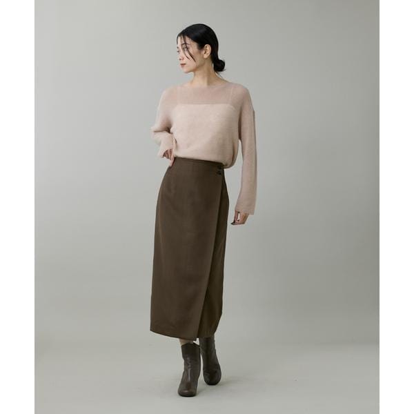 イネド（INED）/《大きいサイズ》ライトカルゼ ラップ風タイトスカート
