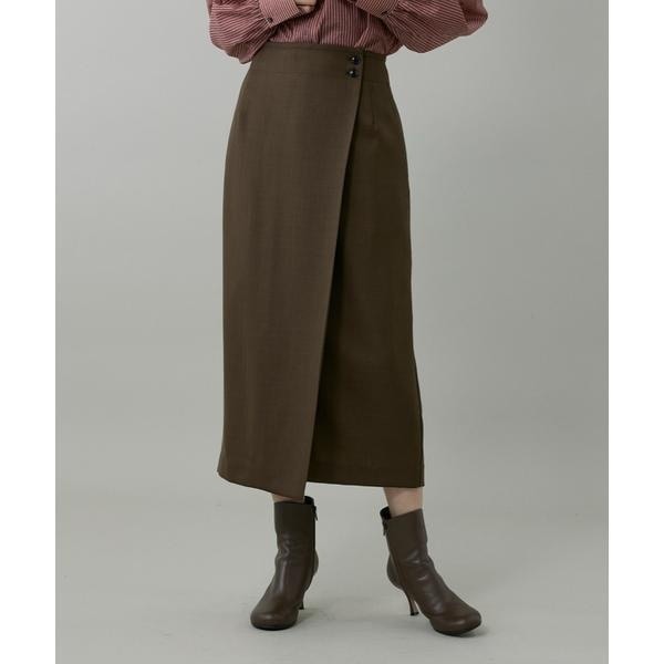 イネド（INED）/《大きいサイズ》ライトカルゼ ラップ風タイトスカート