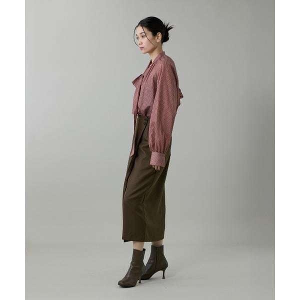 イネド（INED）/《大きいサイズ》シャドーボーダーボウタイブラウス