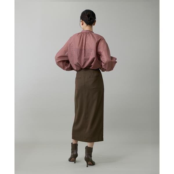 イネド（INED）/《大きいサイズ》シャドーボーダーボウタイブラウス