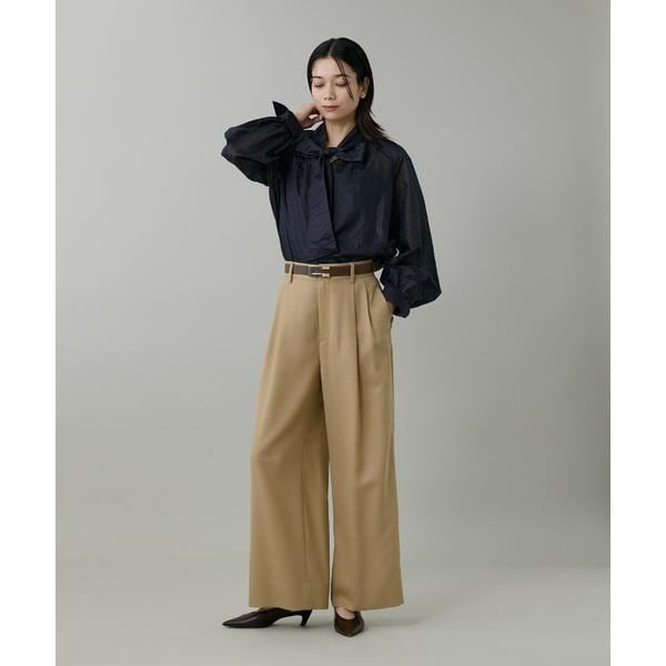 イネド（INED）/《大きいサイズ》シャドーボーダーボウタイブラウス