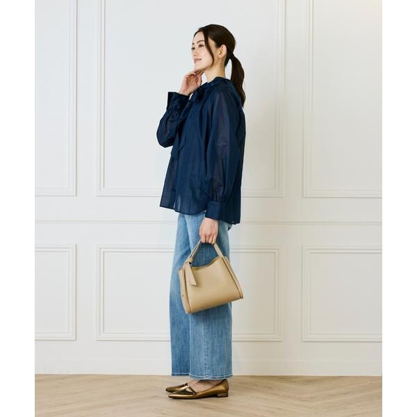 イネド（INED）/《大きいサイズ》シャドーボーダーボウタイブラウス