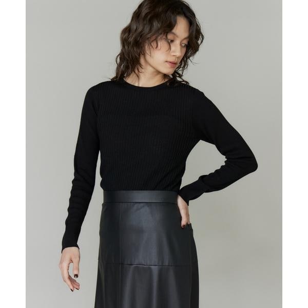 イネド（INED）/《大きいサイズ》ホールガーメントクルーネックリブニット《Cuoo》