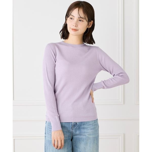 イネド（INED）/《大きいサイズ》ホールガーメントクルーネックリブニット《Cuoo》