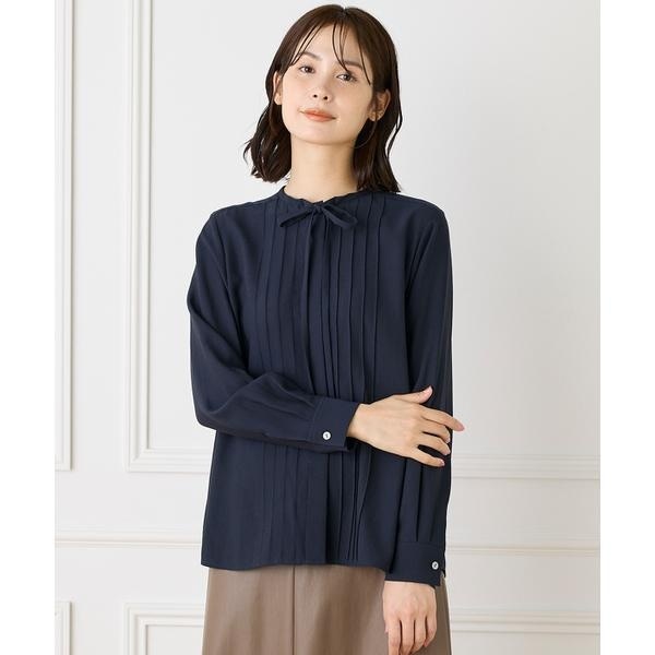 イネド（INED）/《大きいサイズ》ピンタックボウタイブラウス