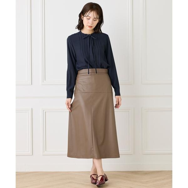 イネド（INED）/《大きいサイズ》ピンタックボウタイブラウス