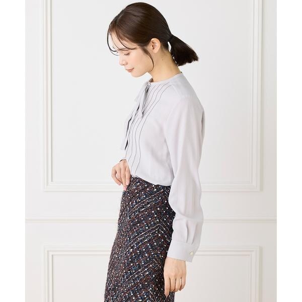 イネド（INED）/《大きいサイズ》ピンタックボウタイブラウス