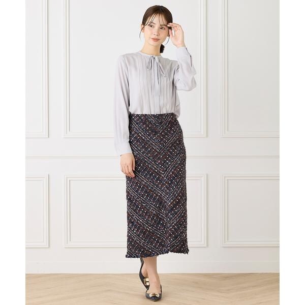 イネド（INED）/《大きいサイズ》ピンタックボウタイブラウス