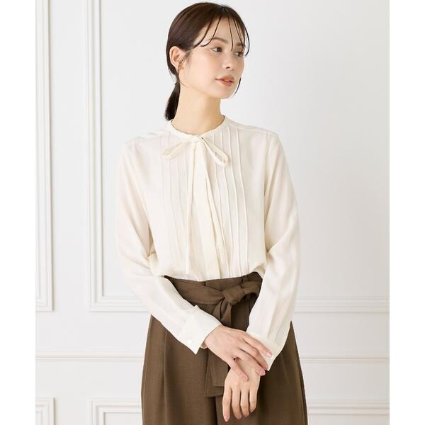 イネド（INED）/《大きいサイズ》ピンタックボウタイブラウス