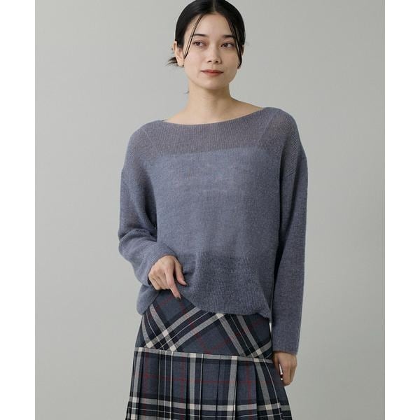 イネド（INED）/アルパカ混 片畦ボートネックプルオーバー