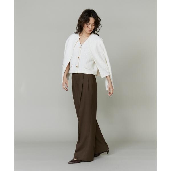 イネド（INED）/《大きいサイズ》ツイード風ニットカーディガン