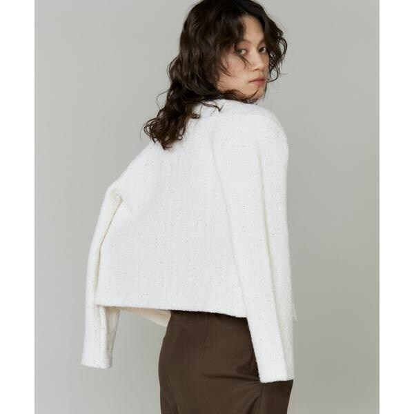 イネド（INED）/《大きいサイズ》ツイード風ニットカーディガン