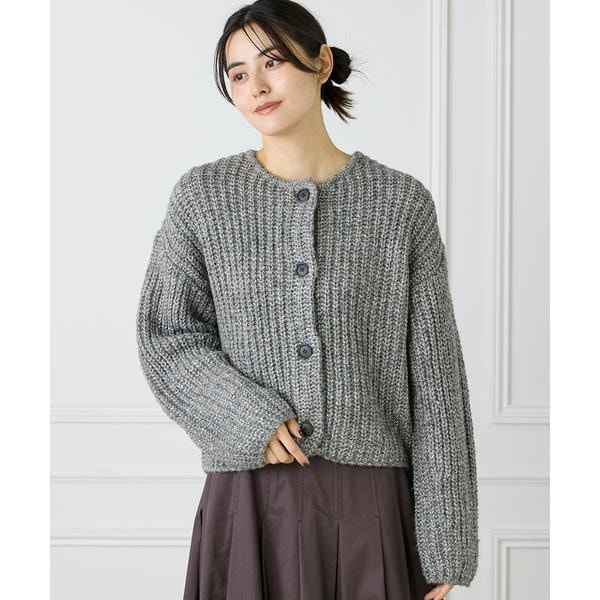 イネド（INED）/《大きいサイズ》片畦クルーネックカーディガン