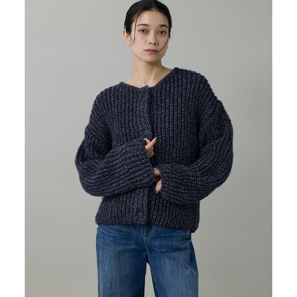 イネド（INED）/《大きいサイズ》片畦クルーネックカーディガン