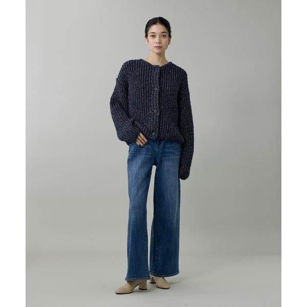 イネド（INED）/《大きいサイズ》片畦クルーネックカーディガン