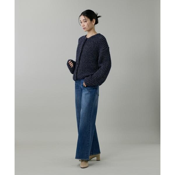 イネド（INED）/《大きいサイズ》片畦クルーネックカーディガン