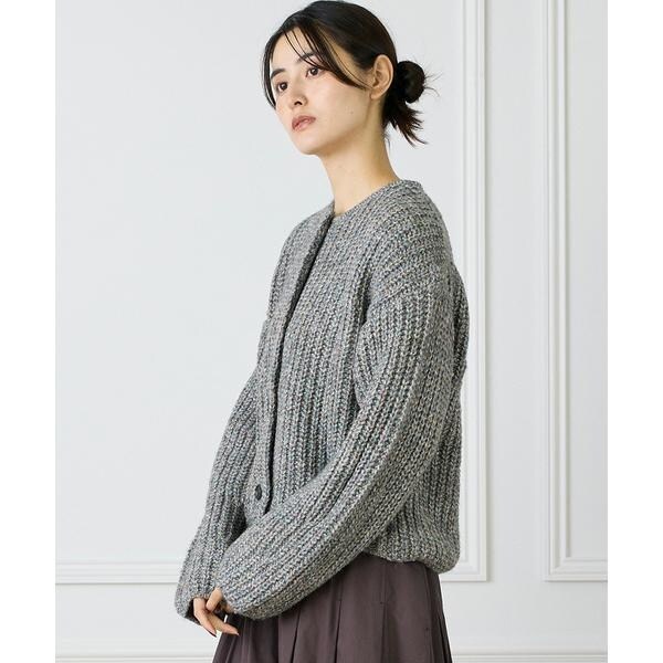 イネド（INED）/《大きいサイズ》片畦クルーネックカーディガン
