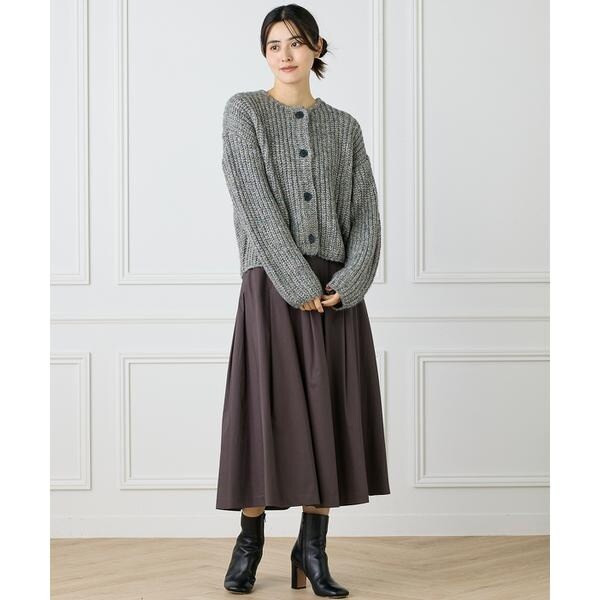 イネド（INED）/《大きいサイズ》片畦クルーネックカーディガン